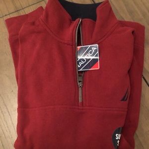 NWT Mens Nautica Burnt Orange-Red Super Soft Quarter Zip -Size Medium